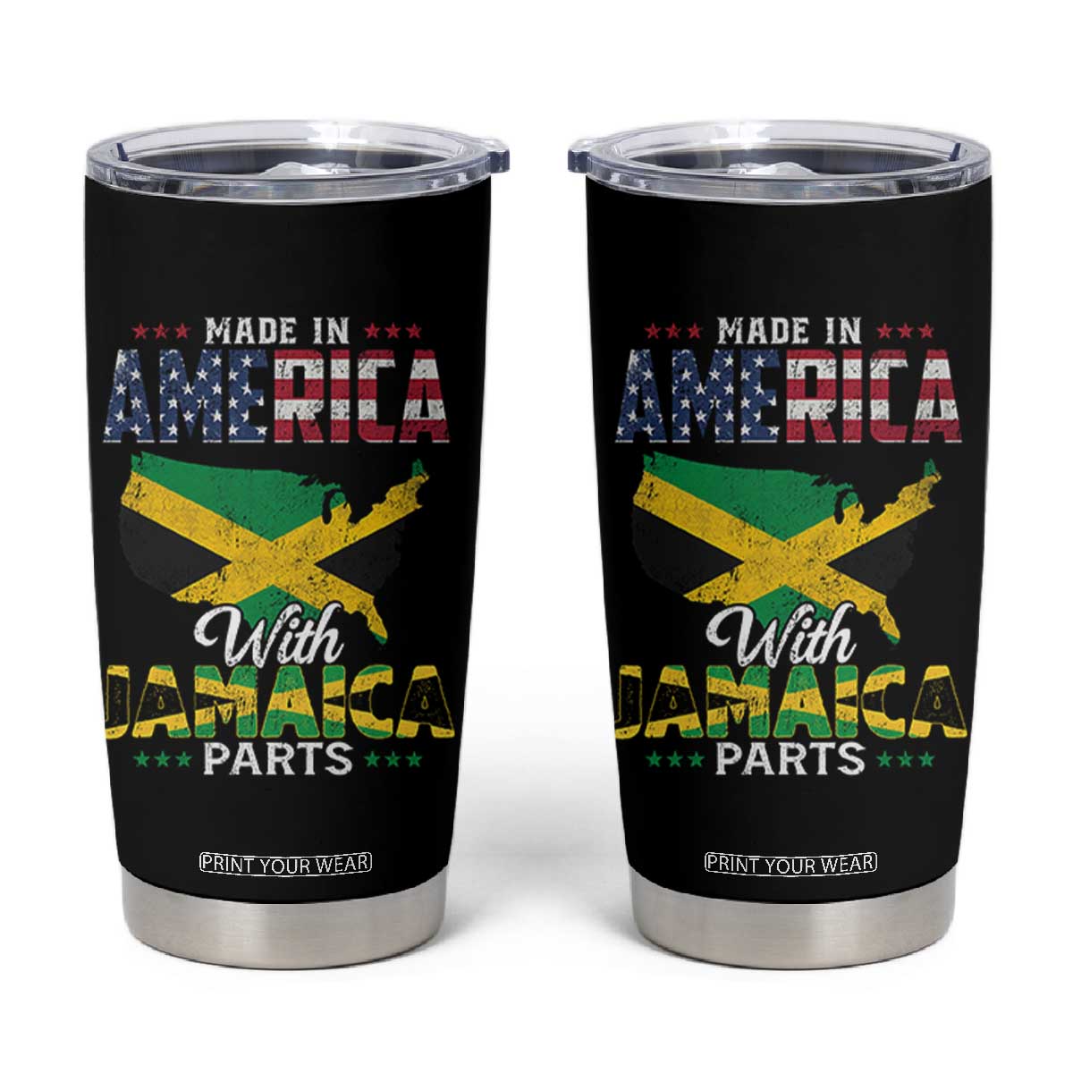 Made In America With Jamaica Parts Tumbler Cup Jamaican American TS11 Black Print Your Wear