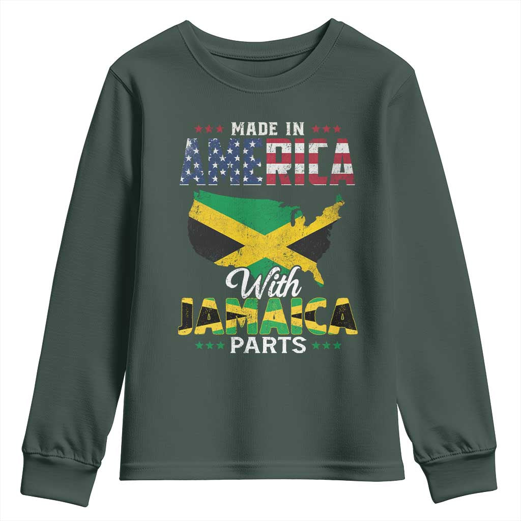 Made In America With Jamaica Parts Youth Sweatshirt Jamaican American TS11 Dark Forest Green Print Your Wear