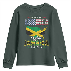 Made In America With Jamaica Parts Youth Sweatshirt Jamaican American TS11 Dark Forest Green Print Your Wear