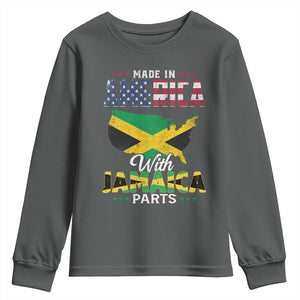 Made In America With Jamaica Parts Youth Sweatshirt Jamaican American TS11 Dark Heather Print Your Wear