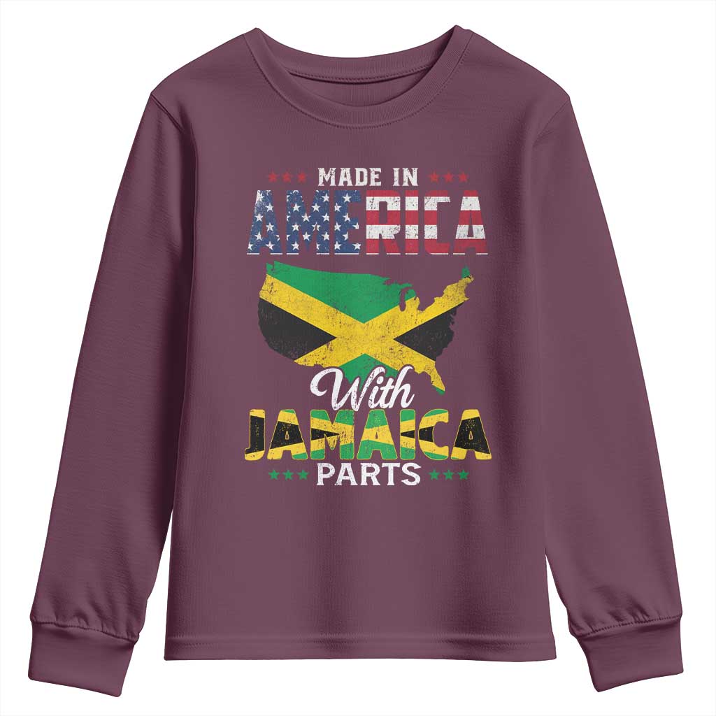 Made In America With Jamaica Parts Youth Sweatshirt Jamaican American TS11 Maroon Print Your Wear
