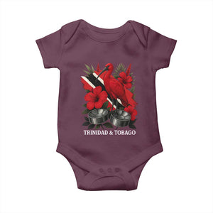 Trinidadian and Tobagonian Pride Baby Onesie Trinidadian Roots Scarlet Ibis Steelpans TS11 Maroon Print Your Wear