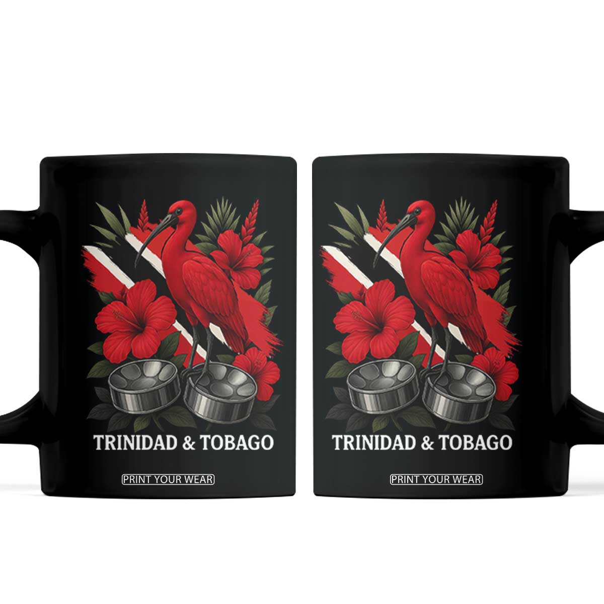 Trinidadian and Tobagonian Pride Coffee Mug Trinidadian Roots Scarlet Ibis Steelpans TS11 Black Print Your Wear