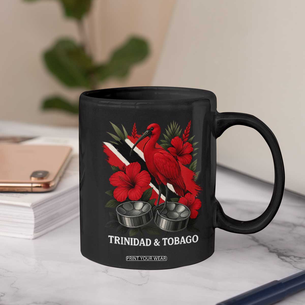 Trinidadian and Tobagonian Pride Coffee Mug Trinidadian Roots Scarlet Ibis Steelpans TS11 Print Your Wear