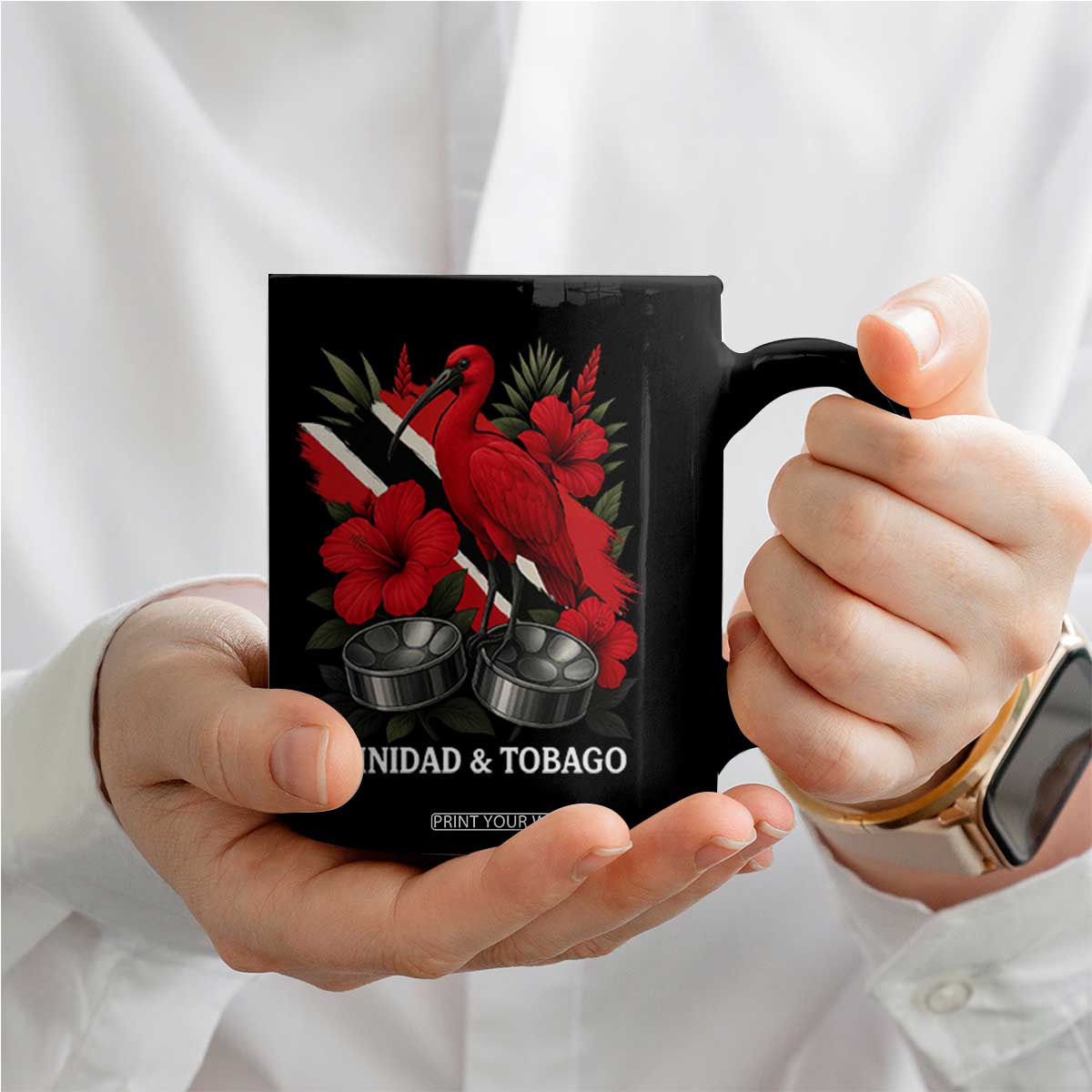 Trinidadian and Tobagonian Pride Coffee Mug Trinidadian Roots Scarlet Ibis Steelpans TS11 Print Your Wear