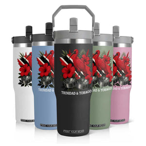 Trinidadian and Tobagonian Pride Flip Straw Tumbler Trinidadian Roots Scarlet Ibis Steelpans TS11 Print Your Wear
