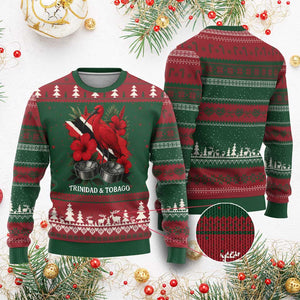 Trinidadian and Tobagonian Pride Ugly Christmas Sweater Trinidadian Roots Scarlet Ibis Steelpans TS11 Red Green Print Your Wear