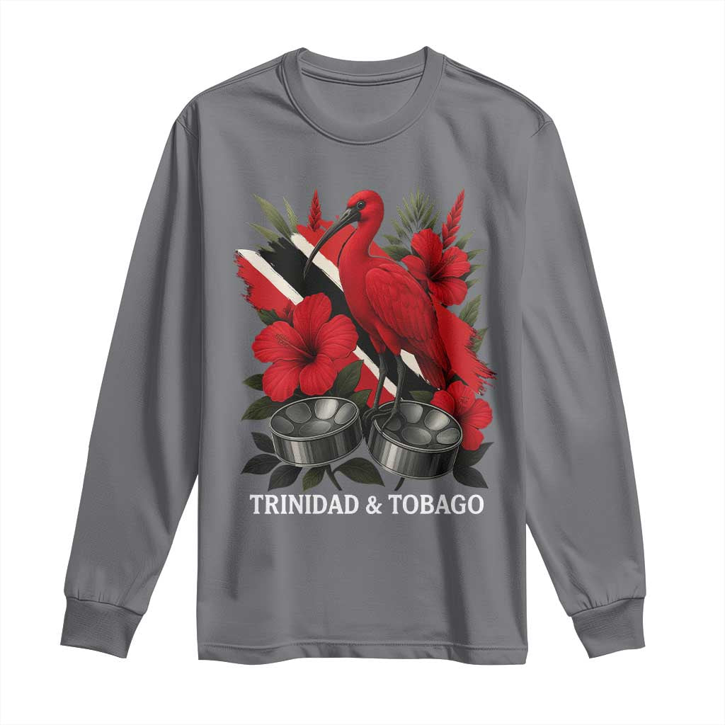 Trinidadian and Tobagonian Pride Long Sleeve Shirt Trinidadian Roots Scarlet Ibis Steelpans TS11 Charcoal Print Your Wear