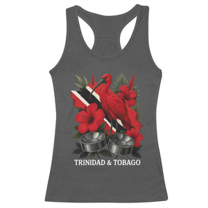 Trinidadian and Tobagonian Pride Racerback Tank Top Trinidadian Roots Scarlet Ibis Steelpans TS11 Dark Heather Print Your Wear