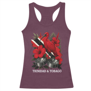 Trinidadian and Tobagonian Pride Racerback Tank Top Trinidadian Roots Scarlet Ibis Steelpans TS11 Maroon Print Your Wear