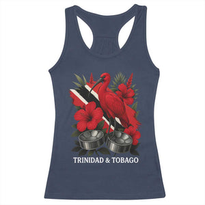 Trinidadian and Tobagonian Pride Racerback Tank Top Trinidadian Roots Scarlet Ibis Steelpans TS11 Navy Print Your Wear