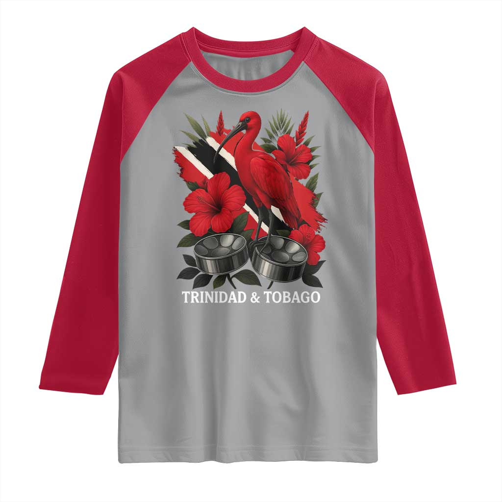 Trinidadian and Tobagonian Pride Raglan Shirt Trinidadian Roots Scarlet Ibis Steelpans TS11 Sport Gray Red Print Your Wear