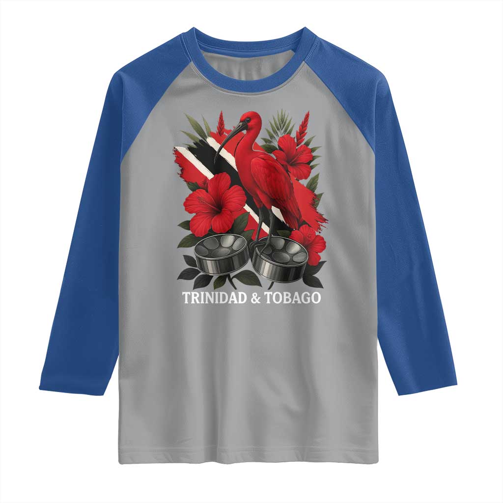Trinidadian and Tobagonian Pride Raglan Shirt Trinidadian Roots Scarlet Ibis Steelpans TS11 Sport Gray Royal Print Your Wear