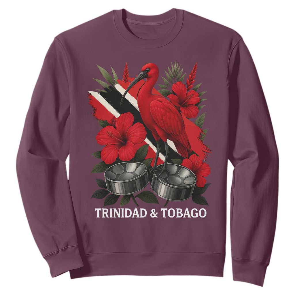 Trinidadian and Tobagonian Pride Sweatshirt Trinidadian Roots Scarlet Ibis Steelpans TS11 Maroon Print Your Wear