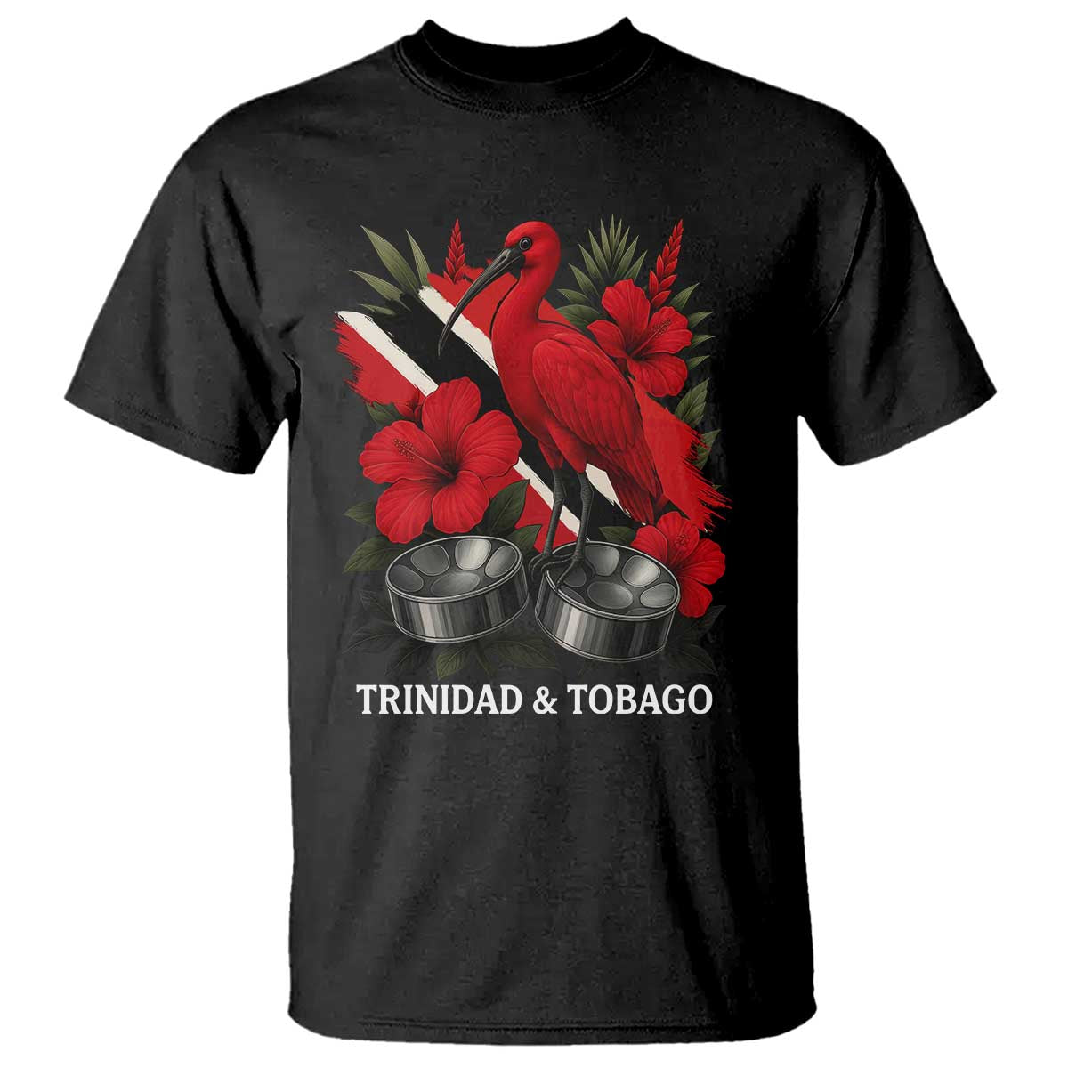 Trinidadian and Tobagonian Pride T Shirt Trinidadian Roots Scarlet Ibis Steelpans TS11 Black Print Your Wear