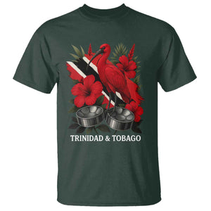 Trinidadian and Tobagonian Pride T Shirt Trinidadian Roots Scarlet Ibis Steelpans TS11 Dark Forest Green Print Your Wear