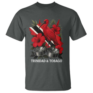 Trinidadian and Tobagonian Pride T Shirt Trinidadian Roots Scarlet Ibis Steelpans TS11 Dark Heather Print Your Wear