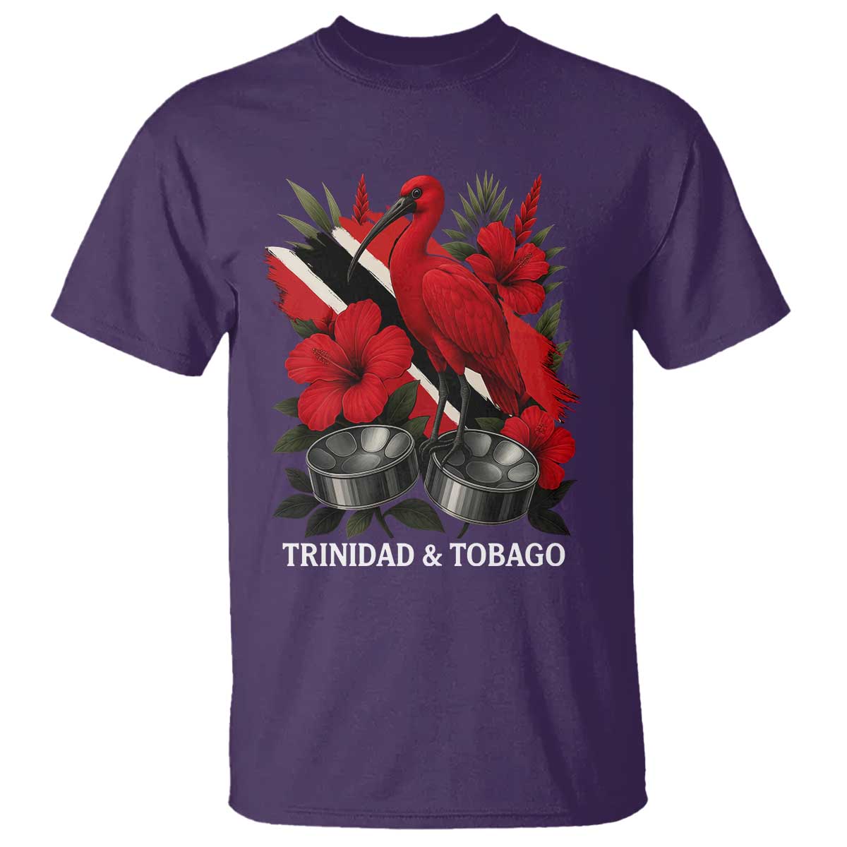 Trinidadian and Tobagonian Pride T Shirt Trinidadian Roots Scarlet Ibis Steelpans TS11 Purple Print Your Wear