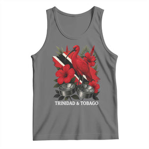 Trinidadian and Tobagonian Pride Tank Top Trinidadian Roots Scarlet Ibis Steelpans TS11 Black Heather Print Your Wear