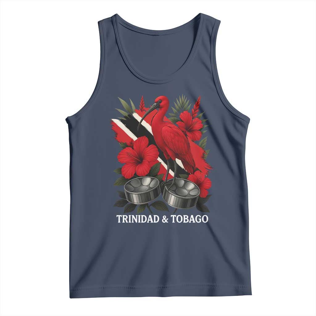 Trinidadian and Tobagonian Pride Tank Top Trinidadian Roots Scarlet Ibis Steelpans TS11 Navy Print Your Wear