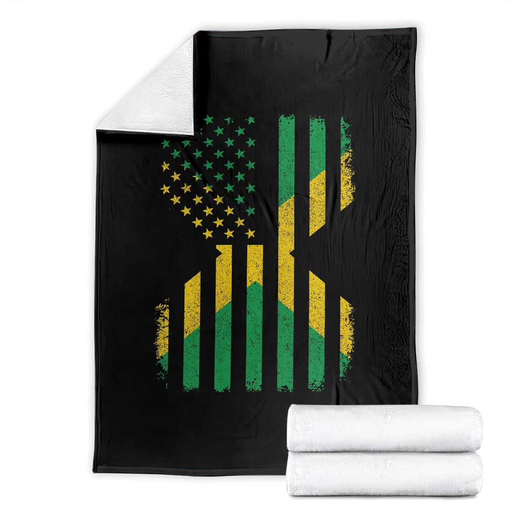 Jamaican American Distressed Patriotic Flag Throw Blanket TS11 Black Print Your Wear