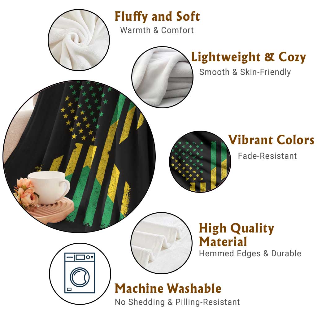 Jamaican American Distressed Patriotic Flag Throw Blanket TS11 Print Your Wear