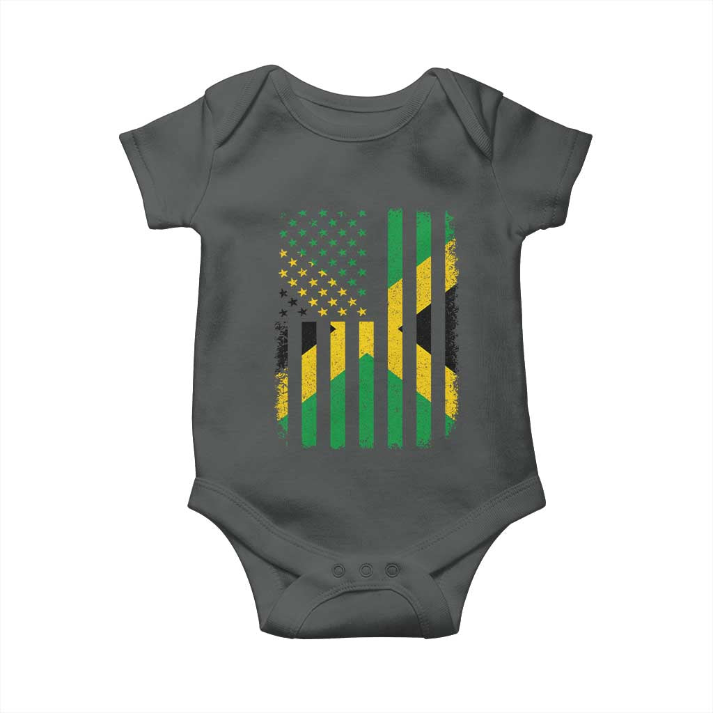 Jamaican American Distressed Patriotic Flag Baby Onesie TS11 Dark Heather Print Your Wear