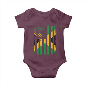 Jamaican American Distressed Patriotic Flag Baby Onesie TS11 Maroon Print Your Wear