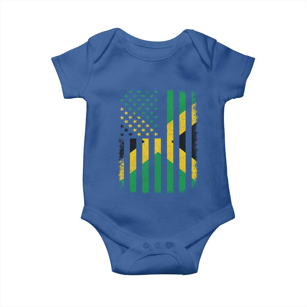 Jamaican American Distressed Patriotic Flag Baby Onesie TS11 Royal Blue Print Your Wear