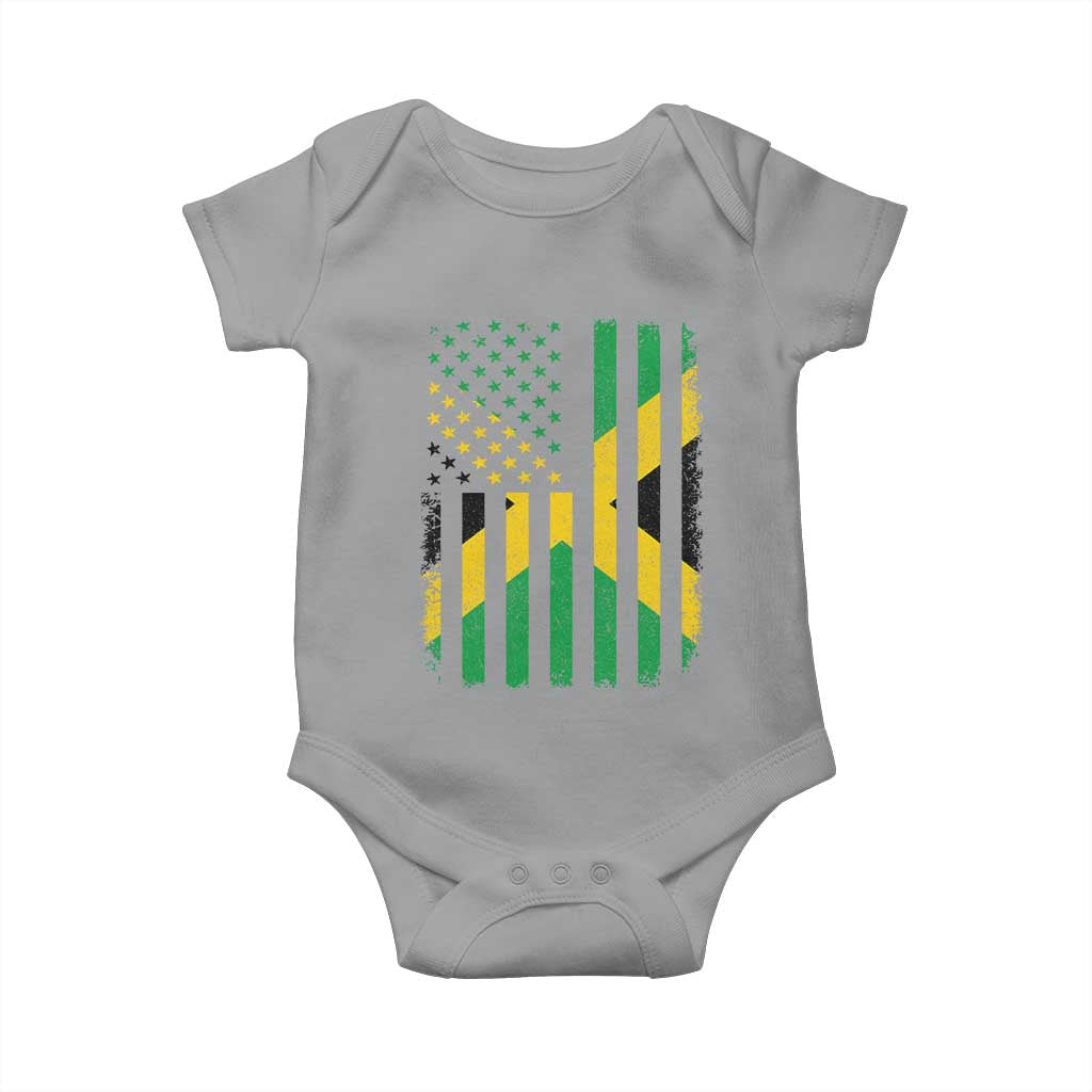 Jamaican American Distressed Patriotic Flag Baby Onesie TS11 Sport Gray Print Your Wear