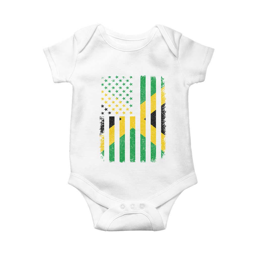 Jamaican American Distressed Patriotic Flag Baby Onesie TS11 White Print Your Wear