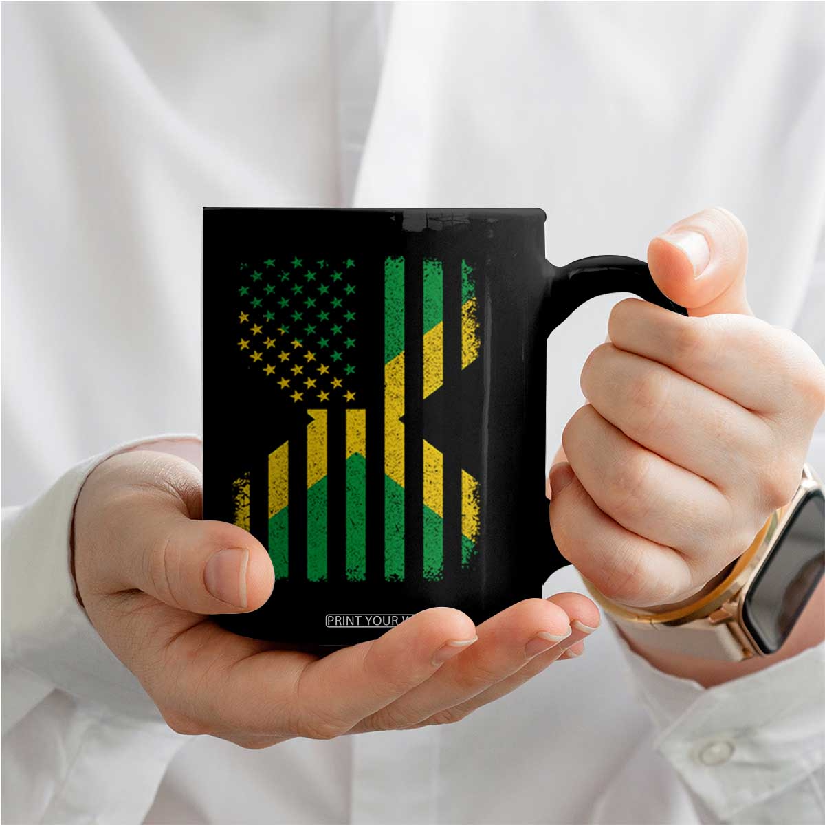 Jamaican American Distressed Patriotic Flag Coffee Mug TS11 Print Your Wear