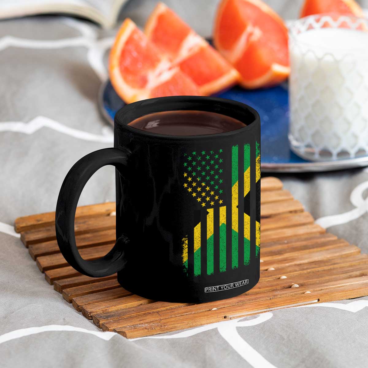 Jamaican American Distressed Patriotic Flag Coffee Mug TS11 Print Your Wear