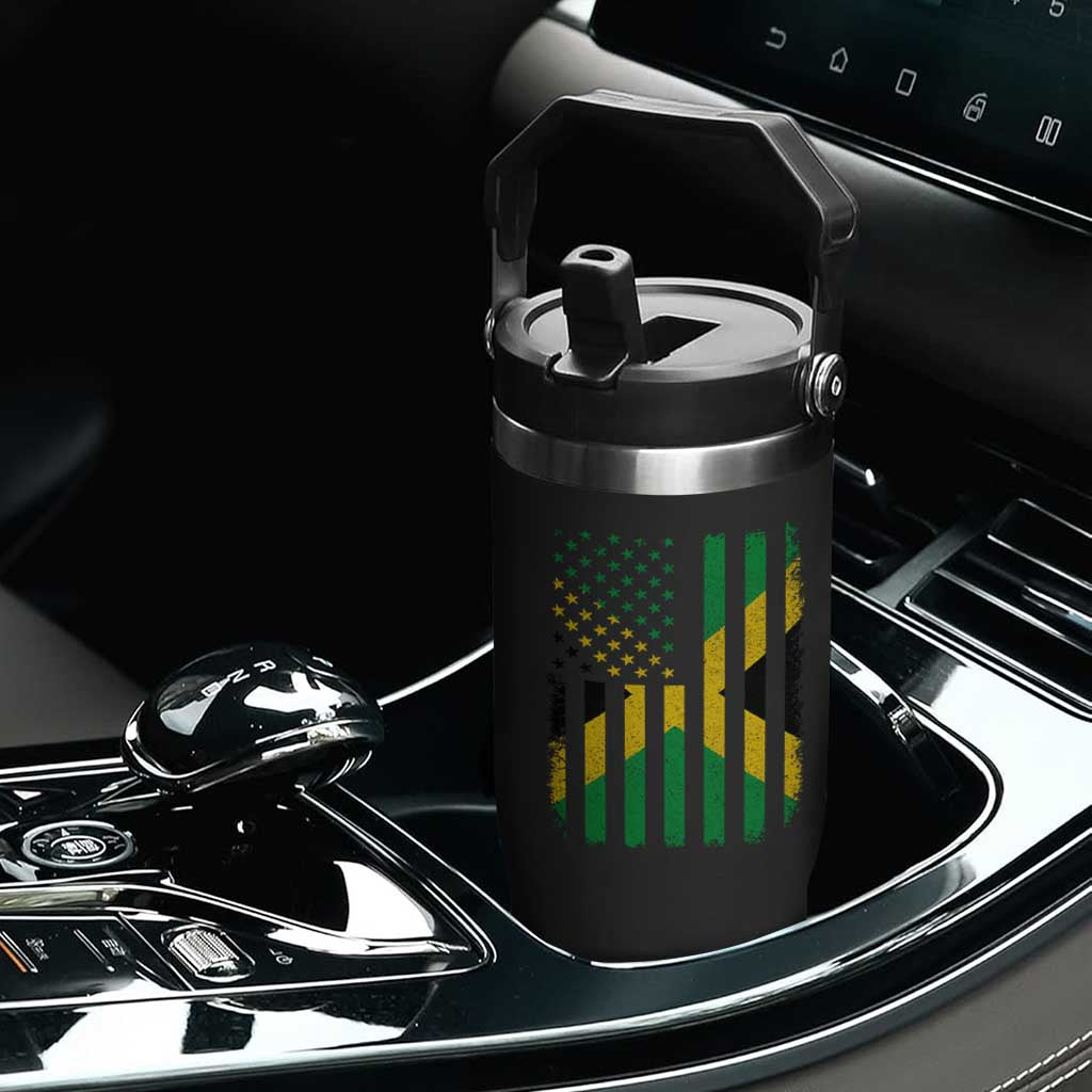 Jamaican American Distressed Patriotic Flag Flip Straw Tumbler TS11 Print Your Wear