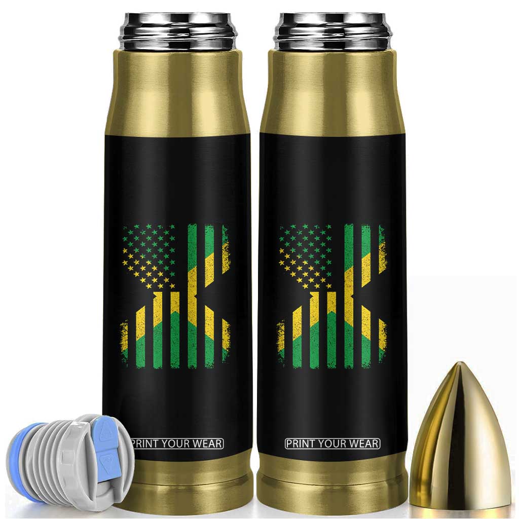 Jamaican American Distressed Patriotic Flag Bullet Tumbler TS11 Black Print Your Wear