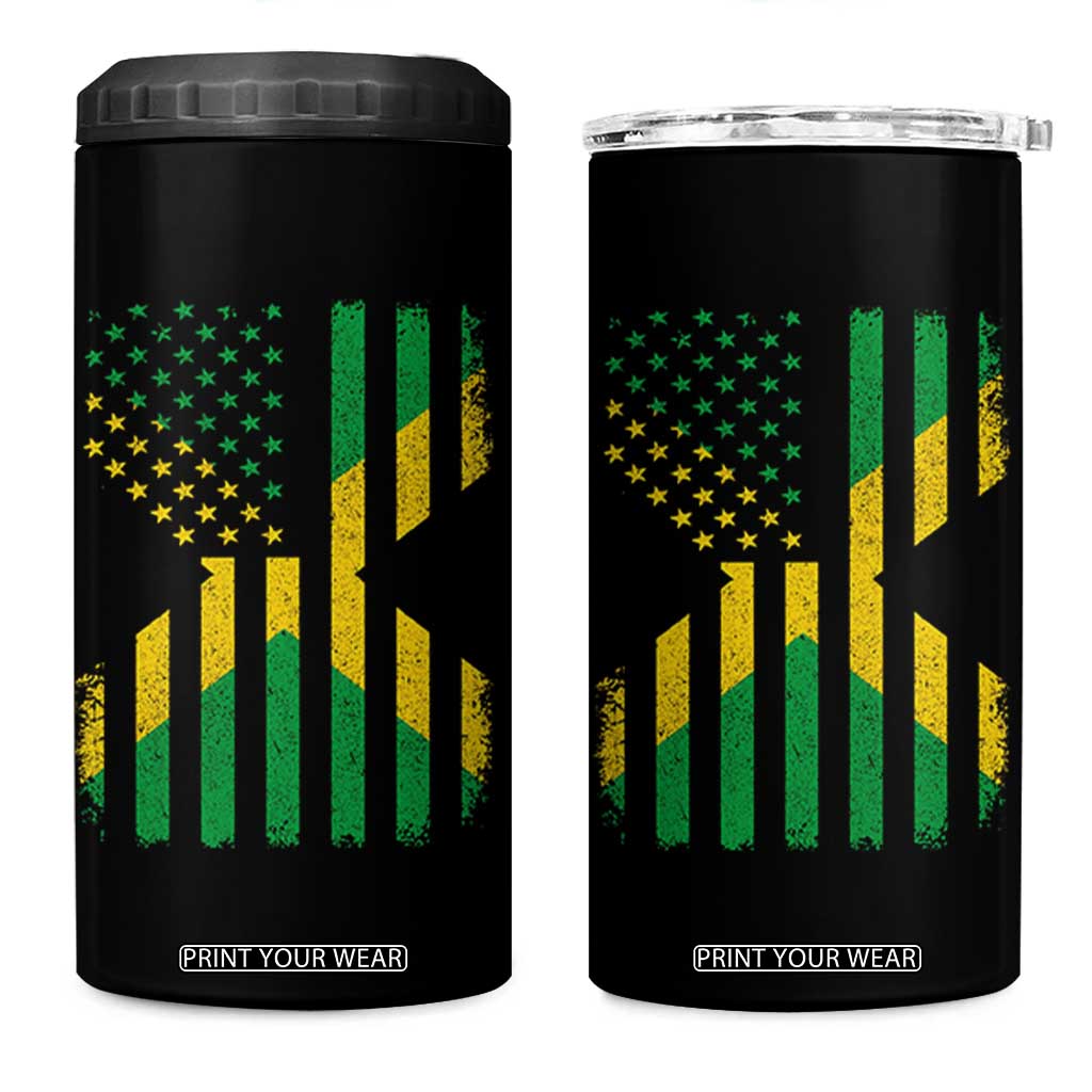 Jamaican American Distressed Patriotic Flag 4 in 1 Can Cooler Tumbler TS11 One Size: 16 oz Black Print Your Wear