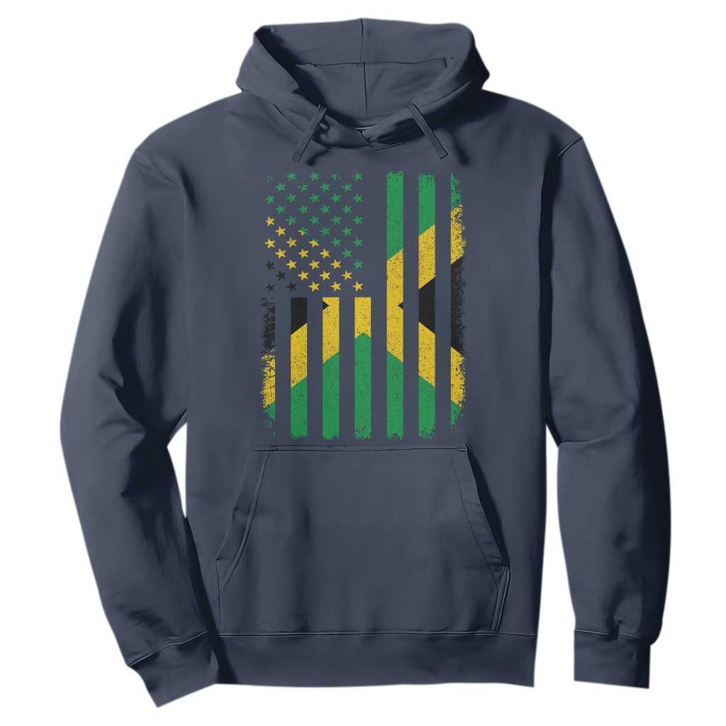 Jamaican American Distressed Patriotic Flag Hoodie TS11 Navy Print Your Wear