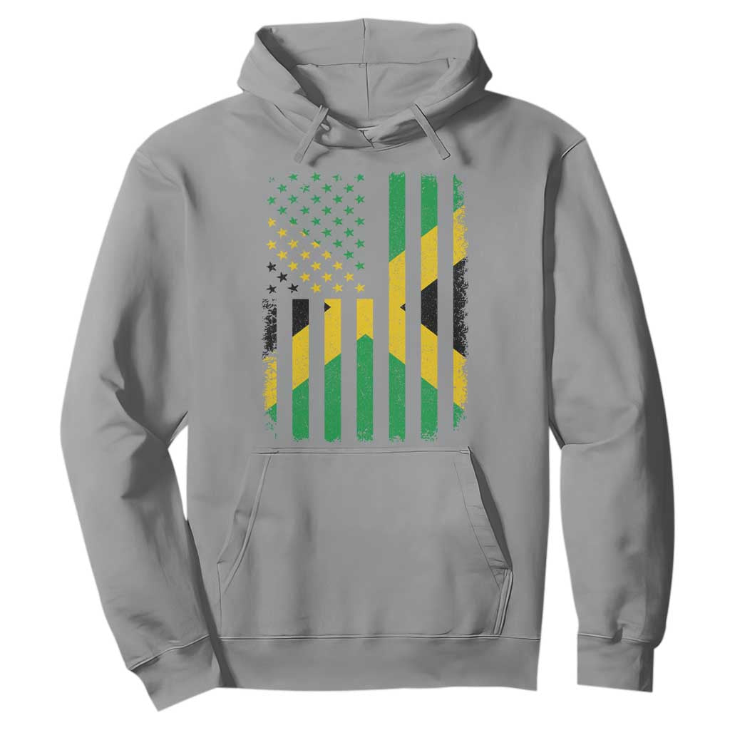 Jamaican American Distressed Patriotic Flag Hoodie TS11 Sport Gray Print Your Wear