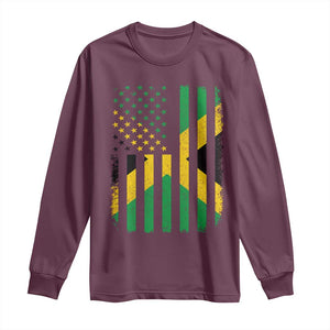 Jamaican American Distressed Patriotic Flag Long Sleeve Shirt TS11 Maroon Print Your Wear