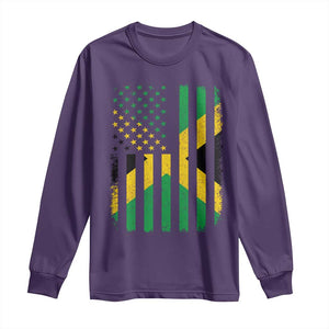 Jamaican American Distressed Patriotic Flag Long Sleeve Shirt TS11 Purple Print Your Wear