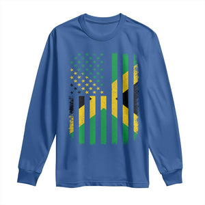 Jamaican American Distressed Patriotic Flag Long Sleeve Shirt TS11 Royal Blue Print Your Wear