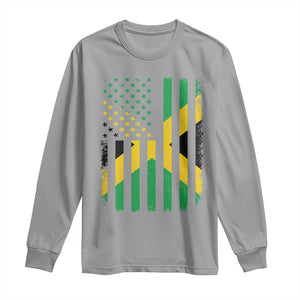 Jamaican American Distressed Patriotic Flag Long Sleeve Shirt TS11 Sport Gray Print Your Wear