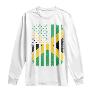 Jamaican American Distressed Patriotic Flag Long Sleeve Shirt TS11 White Print Your Wear