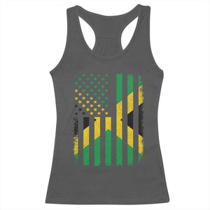 Jamaican American Distressed Patriotic Flag Racerback Tank Top TS11 Dark Heather Print Your Wear