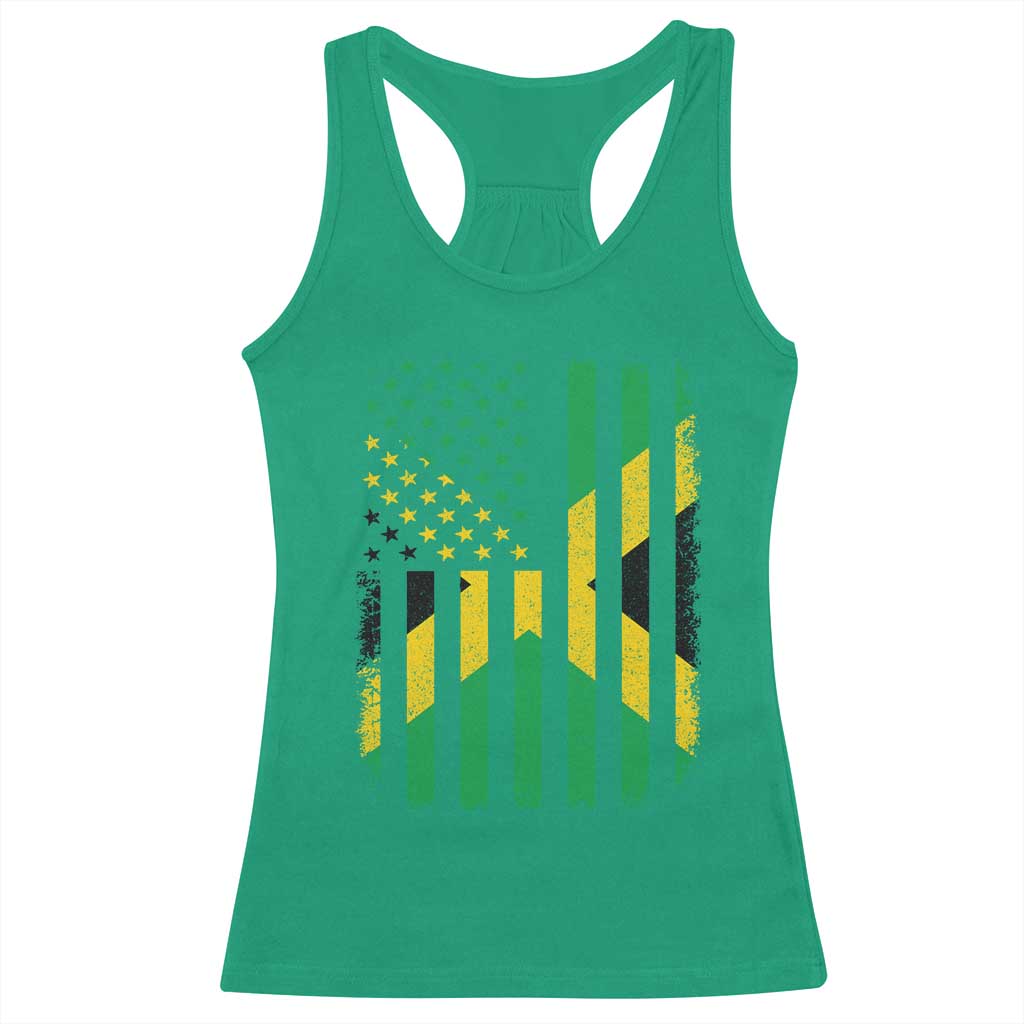 Jamaican American Distressed Patriotic Flag Racerback Tank Top TS11 Irish Green Print Your Wear