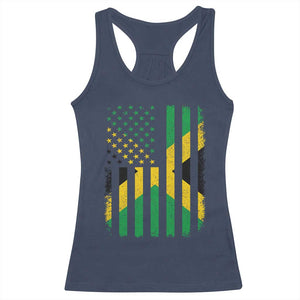 Jamaican American Distressed Patriotic Flag Racerback Tank Top TS11 Navy Print Your Wear