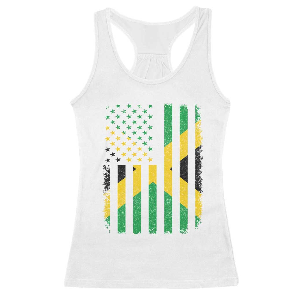 Jamaican American Distressed Patriotic Flag Racerback Tank Top TS11 White Print Your Wear