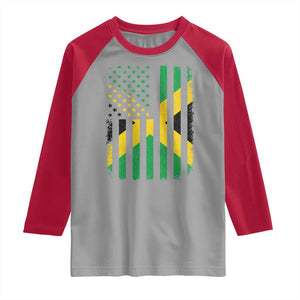 Jamaican American Distressed Patriotic Flag Raglan Shirt TS11 Sport Gray Red Print Your Wear