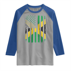 Jamaican American Distressed Patriotic Flag Raglan Shirt TS11 Sport Gray Royal Print Your Wear