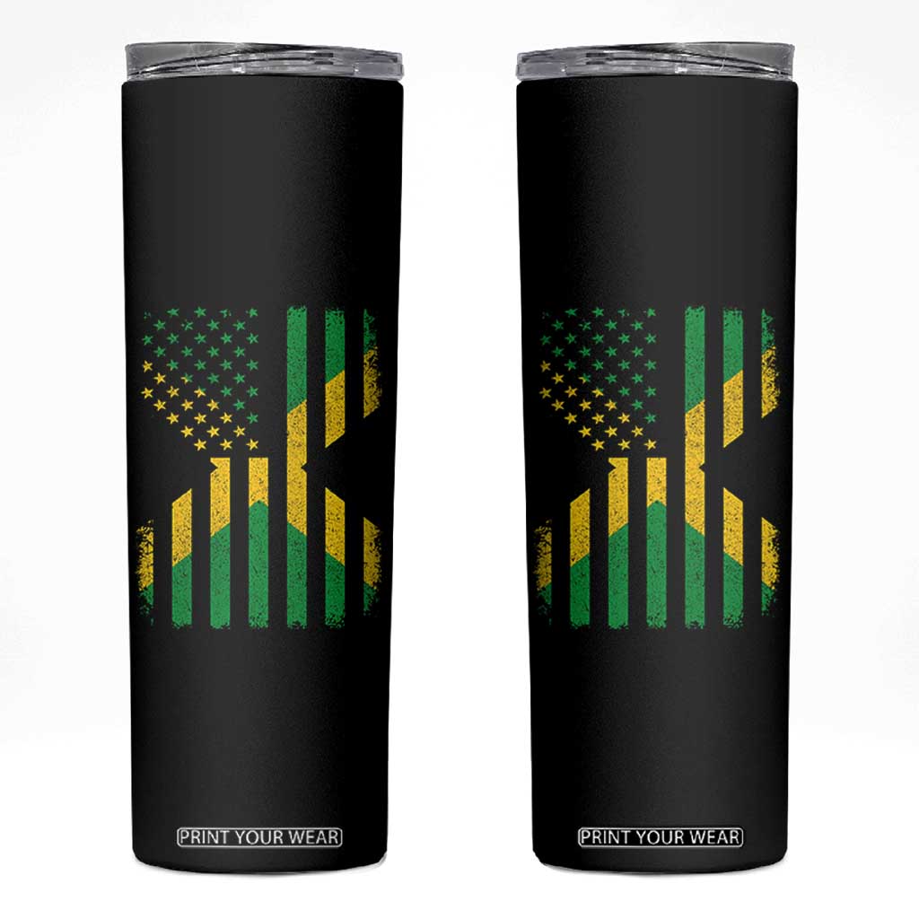 Jamaican American Distressed Patriotic Flag Skinny Tumbler TS11 Black Print Your Wear